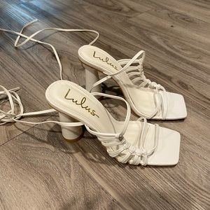 White strappy heels